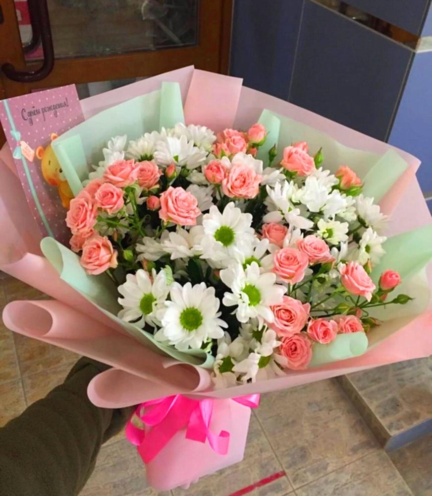 Букет цветов из: Розы и Хризантемы в Луговом