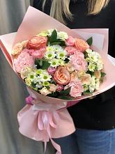 Букет цветов из:  Гвоздики, Розы и Хризантемы в Луговом