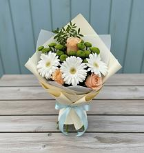 Букет цветов из:  Герберы, Розы и Хризантемы в Луговом